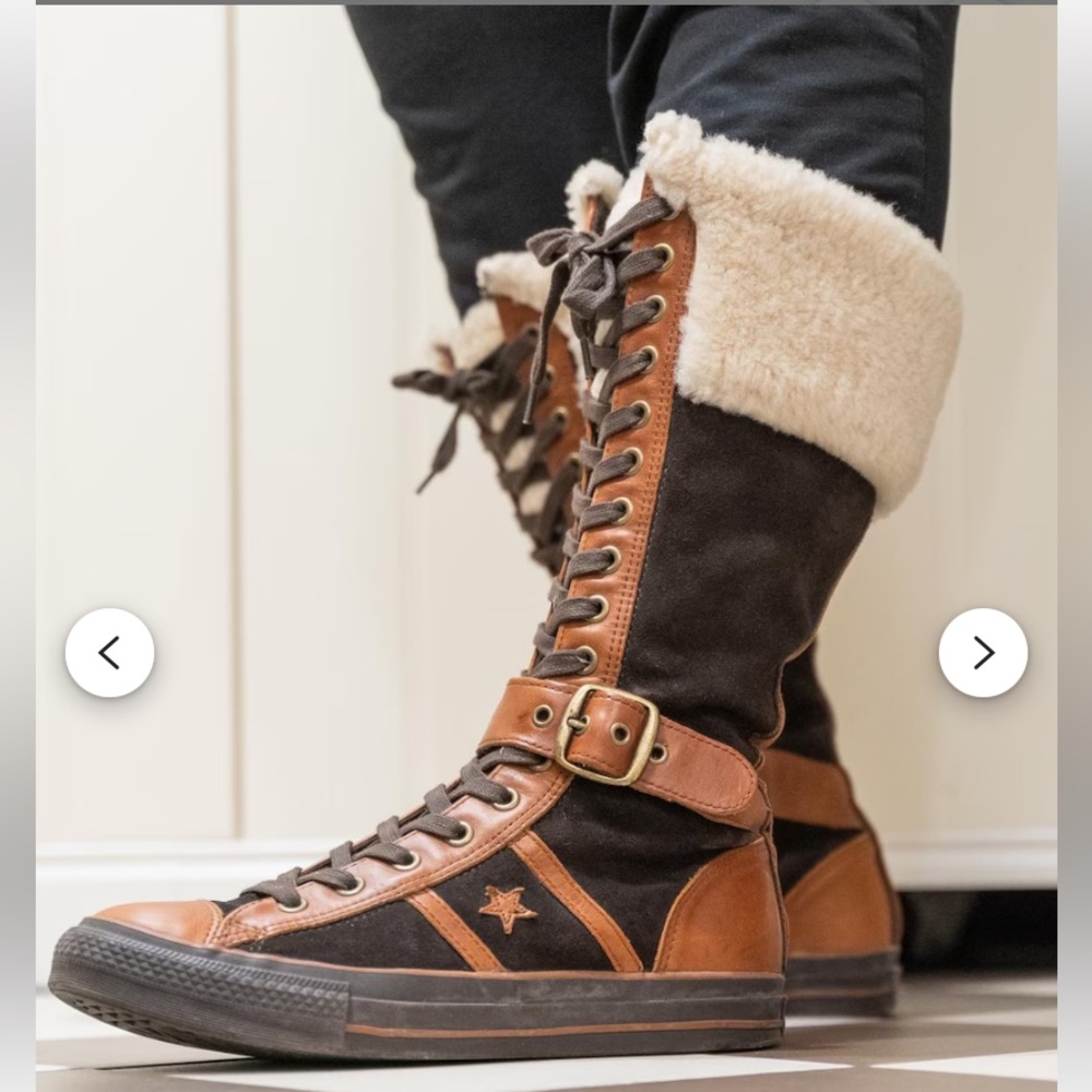 Converse Brown and Cream Over the Knee Boots